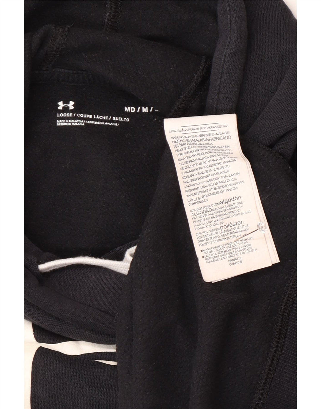 Męski sweter z kapturem Under Armour z grafiką, średni granatowy, bawełniany