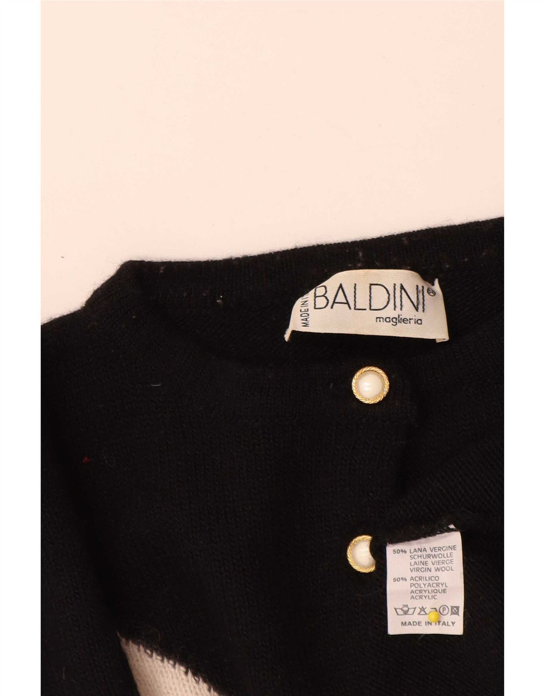 Damski sweter zapinany na guziki Baldini UK 16, duży, czarny Argyle/Diament