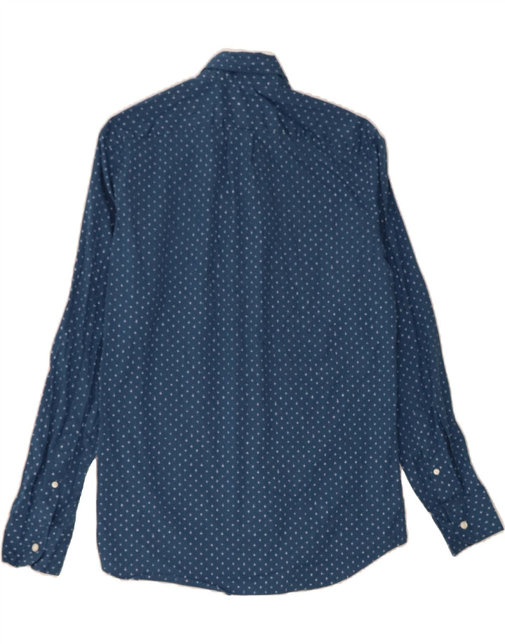 J. CREW Mens Abstract Pattern Slim Shirt Small Navy Blue Cotton Vintage J. Crew and Second-Hand J. Crew from Messina Hembry 