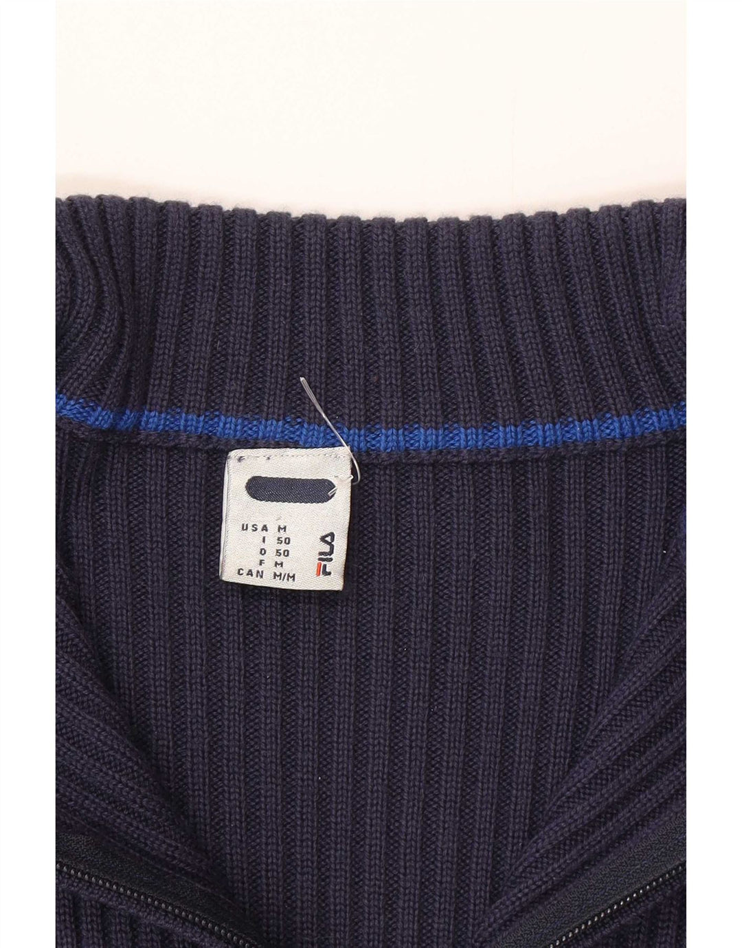 Męski sweter Fila z zamkiem błyskawicznym IT 50 w średnie granatowe paski