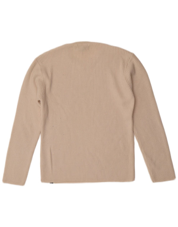 Sweter damski Guess z wycięciem pod szyją, UK 18 XL, wełna merynosów w kolorze złamanej bieli