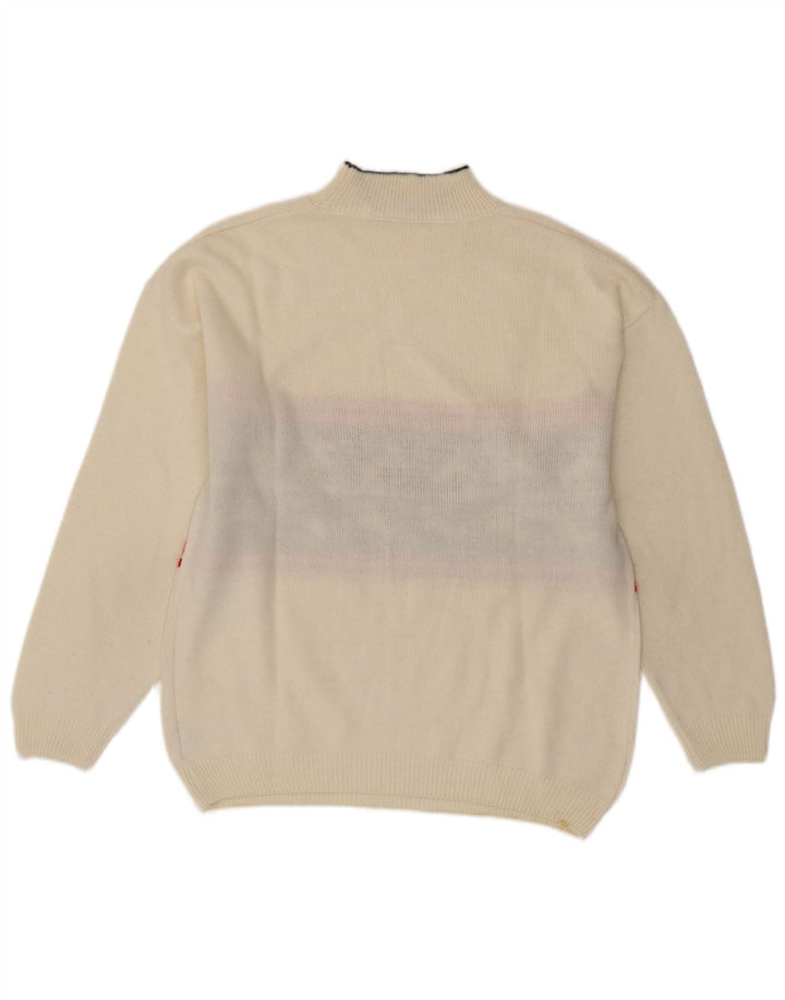 Sweter damski VINTAGE z golfem UK 16 Large White Fair Isle