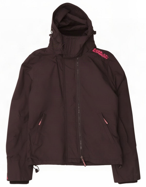Damska kurtka wiatrówka z kapturem Superdry UK 14 Medium Black Nylon
