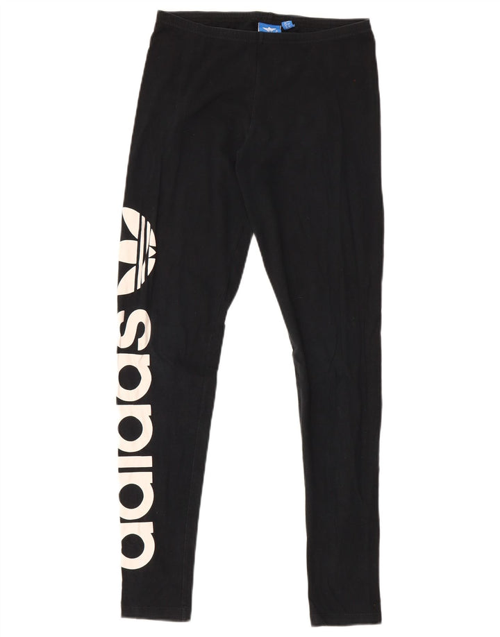 Damskie legginsy Adidas Graphic UK 12, średnie, czarne, bawełniane