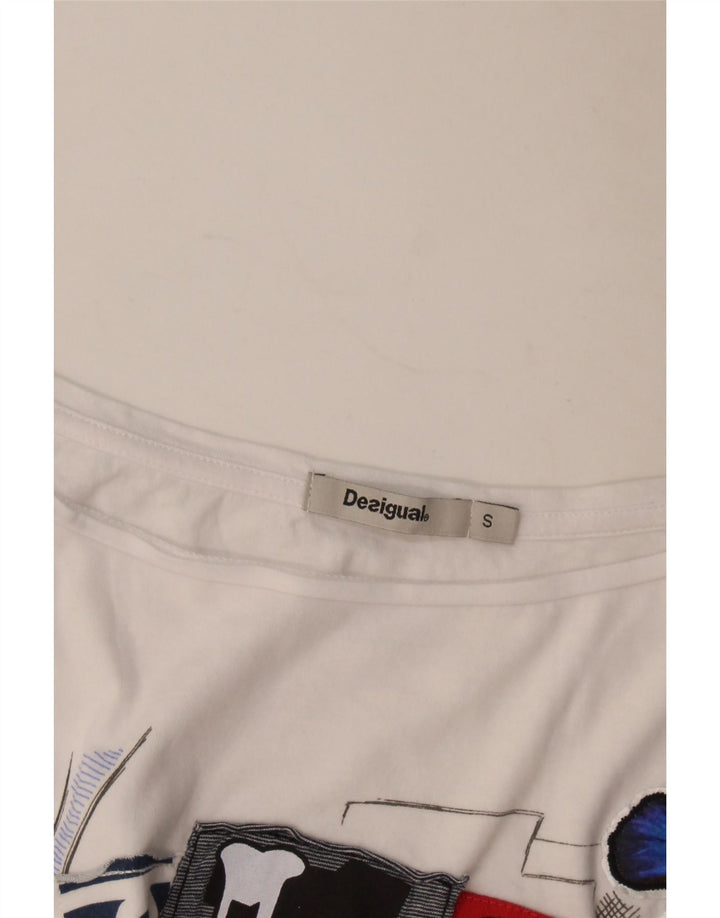 Damska koszulka oversize z grafiką Desigual Top UK 10 Small White
