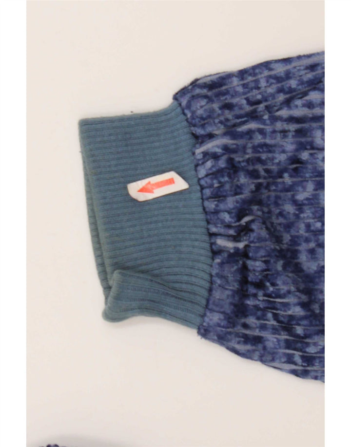 Męski welurowy sweter w stylu vintage, średni niebieski, prążkowany poliester