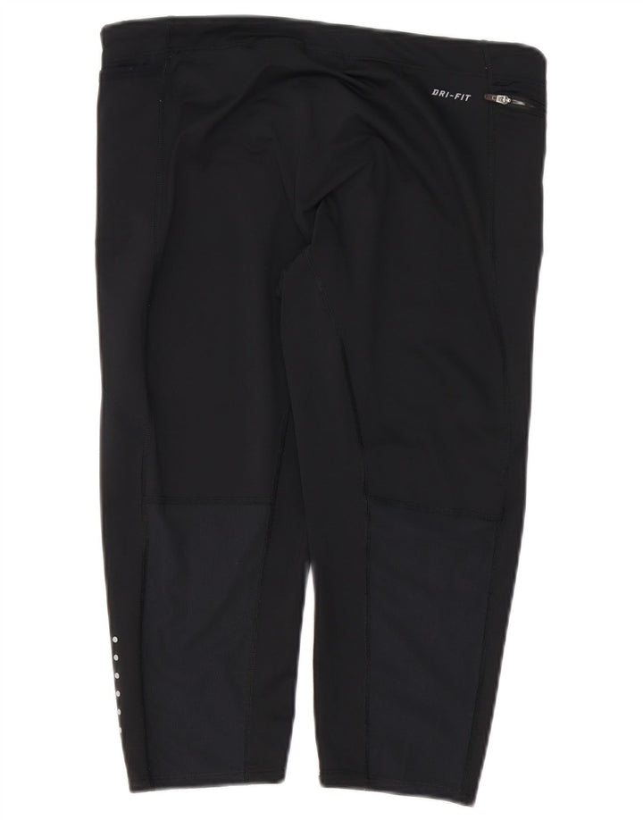 Damskie legginsy Nike Dri Fit Capri UK 14, duże, czarne, poliestrowe