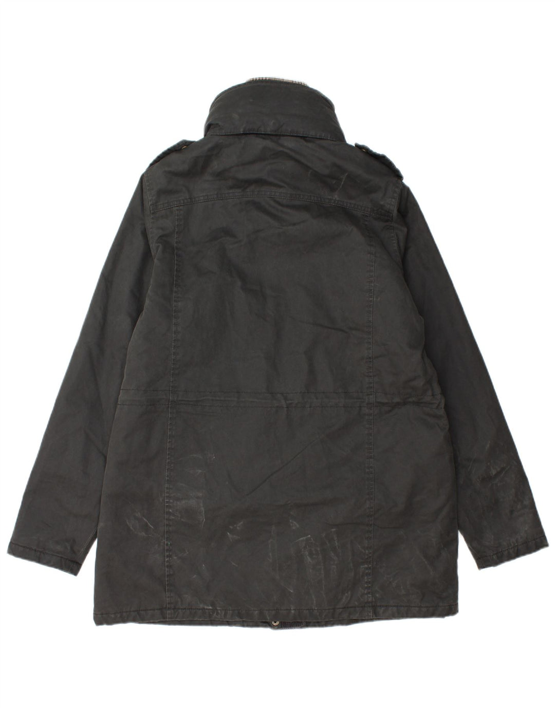 Kurtka wojskowa damska Fat Face z kapturem, woskowana, UK 14, duża, czarna