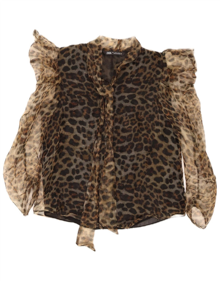 Bluzka damska Zara Top UK 10 Small Brown Animal Print