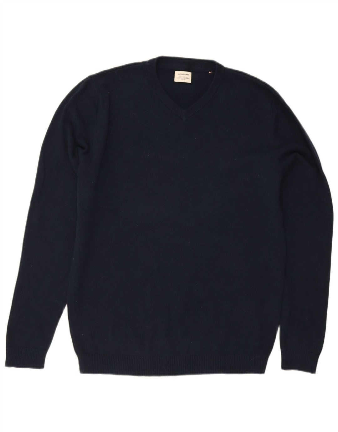 Męski sweter Jack & Jones z dekoltem w kształcie litery V, mały, granatowy, bawełniany