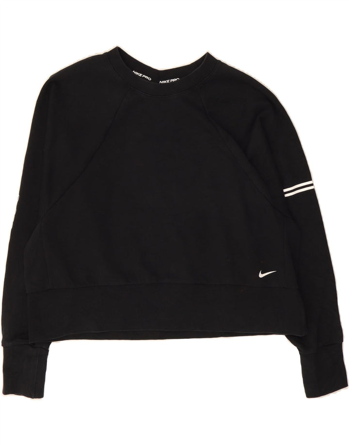 NIKE Womens Crop Sweatshirt Jumper UK 16 Large Black Cotton Vintage Nike and Second-Hand Nike from Messina Hembry 