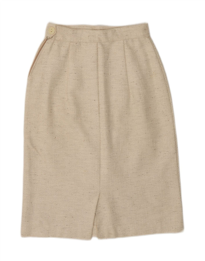 VINTAGE Womens Pencil Skirt W26 Small Beige Flecked Vintage Vintage and Second-Hand Vintage from Messina Hembry 