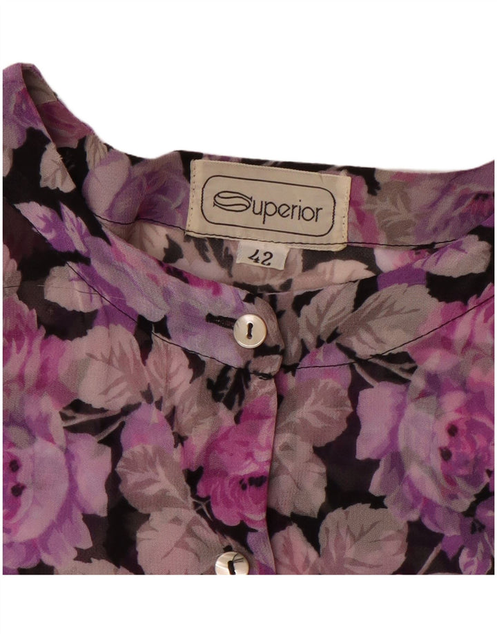 SUPERIOR Womens Short Sleeve Shirt Blouse IT 42 Medium Lilac Floral
