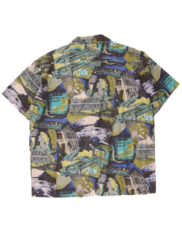 Koszula męska w stylu vintage w abstrakcyjny wzór, rozmiar 41/42, duża, wielobarwna