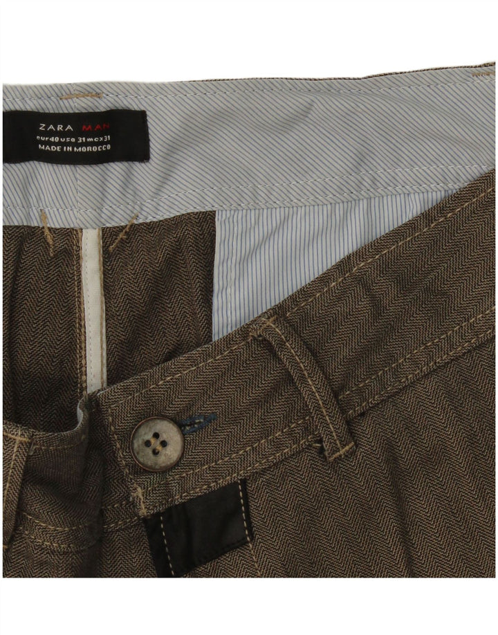 Męskie proste spodnie chino Zara EU 40 Medium W31 L30 Szara jodełka