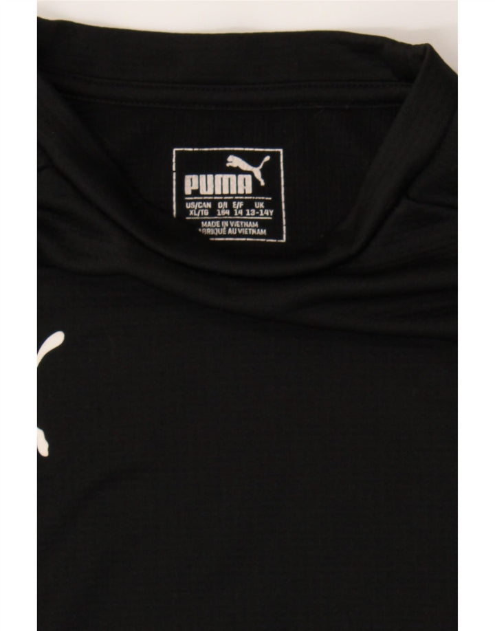 PUMA Boys Top Long Sleeve 13-14 Years Black Polyester Vintage Puma and Second-Hand Puma from Messina Hembry 