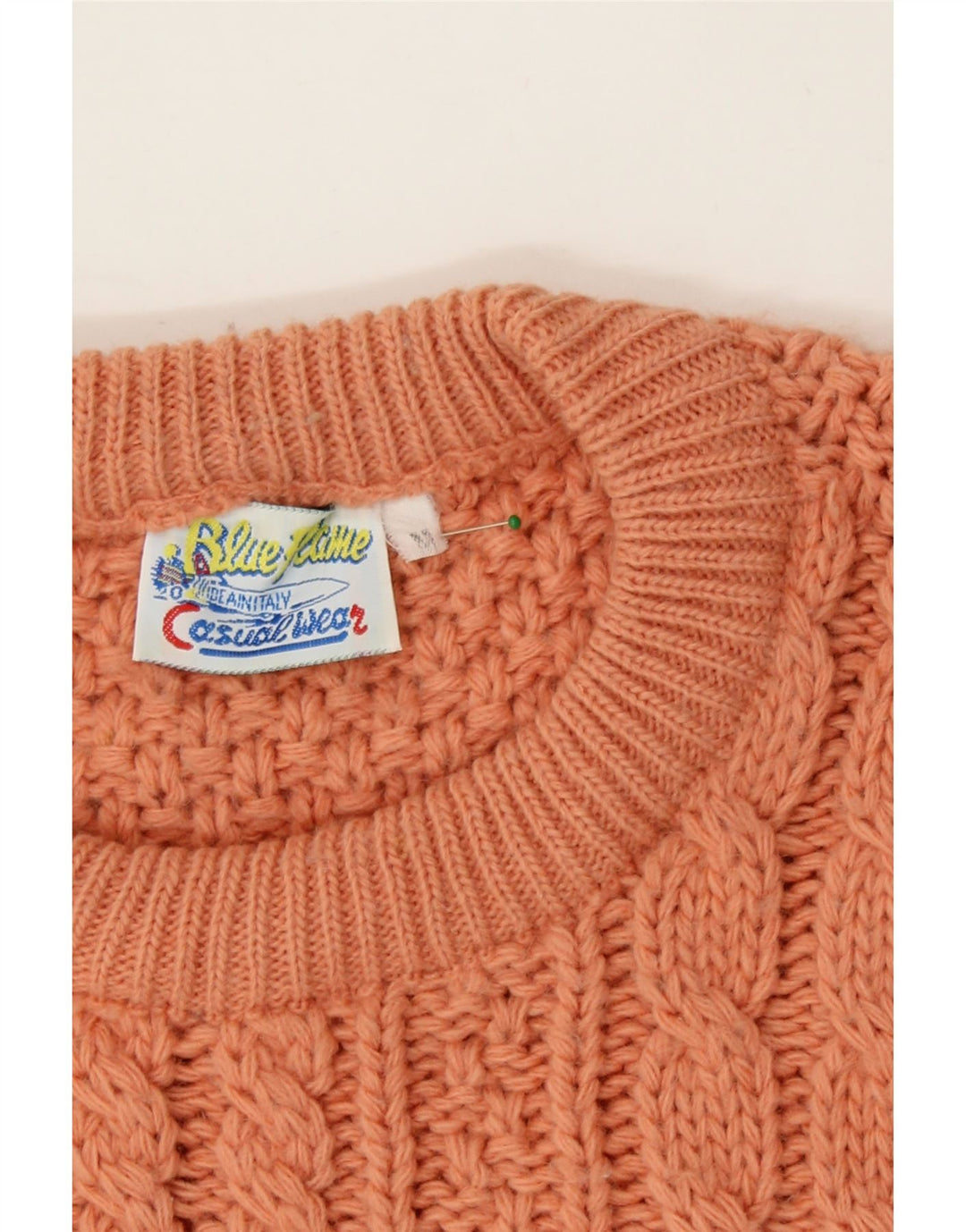 BLUE FLAME Womens Boat Neck Jumper Sweater UK 14 Medium Orange Acrylic Vintage Blue Flame and Second-Hand Blue Flame from Messina Hembry 