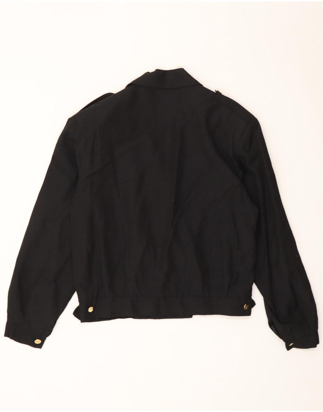 VINTAGE Womens Military Double Breasted Bomber Jacket IT 42 Medium Black Vintage Vintage and Second-Hand Vintage from Messina Hembry 