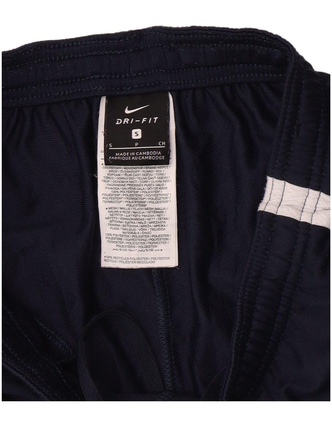 Męskie spodnie dresowe Nike Dri Fit, małe, granatowe, z poliestru w blokach kolorów