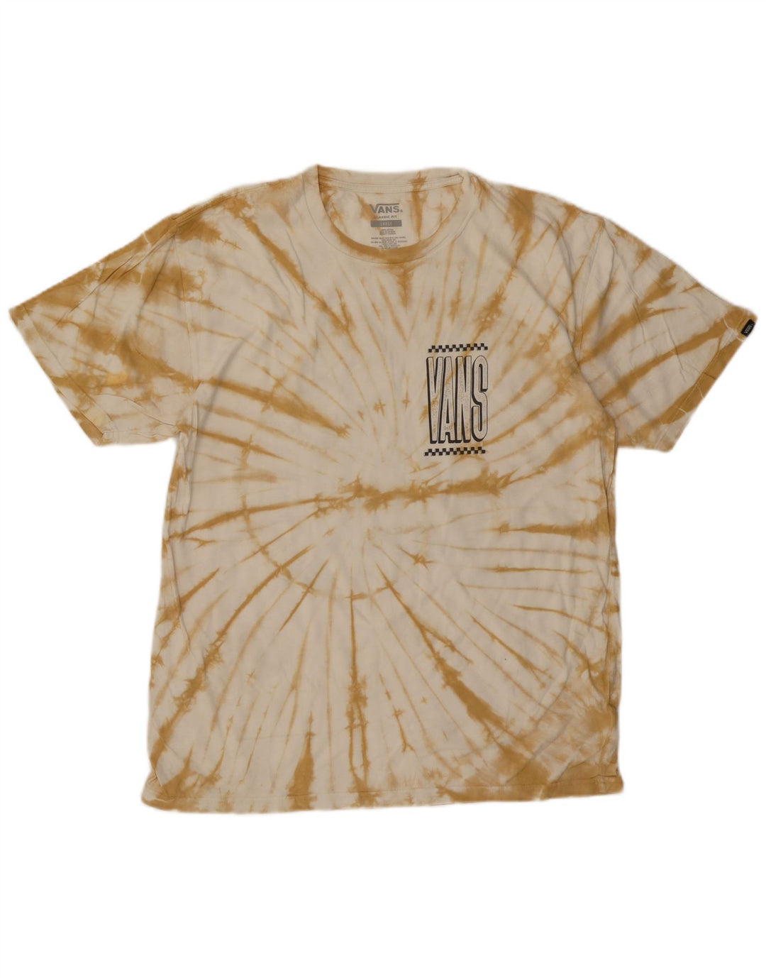 Męski T-shirt VANS o klasycznym kroju z grafiką, duży, beżowy Tie Dye, bawełniany