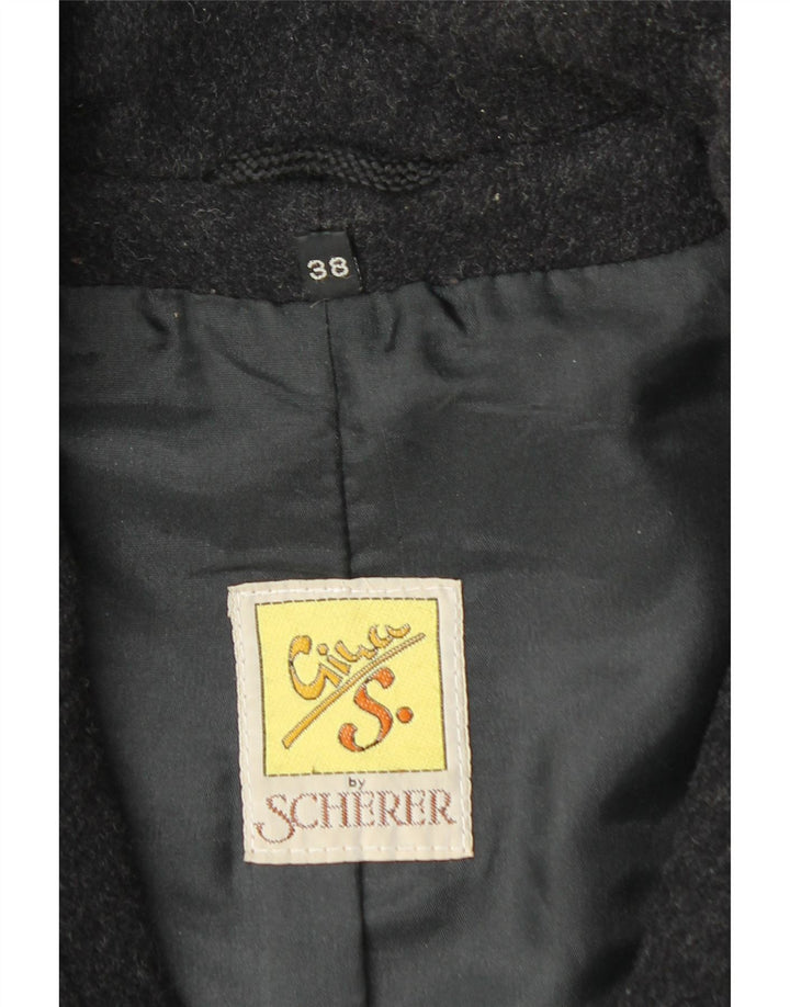 Damska kurtka parka oversize SCHERER z kapturem EU 38, średnia szara wełna