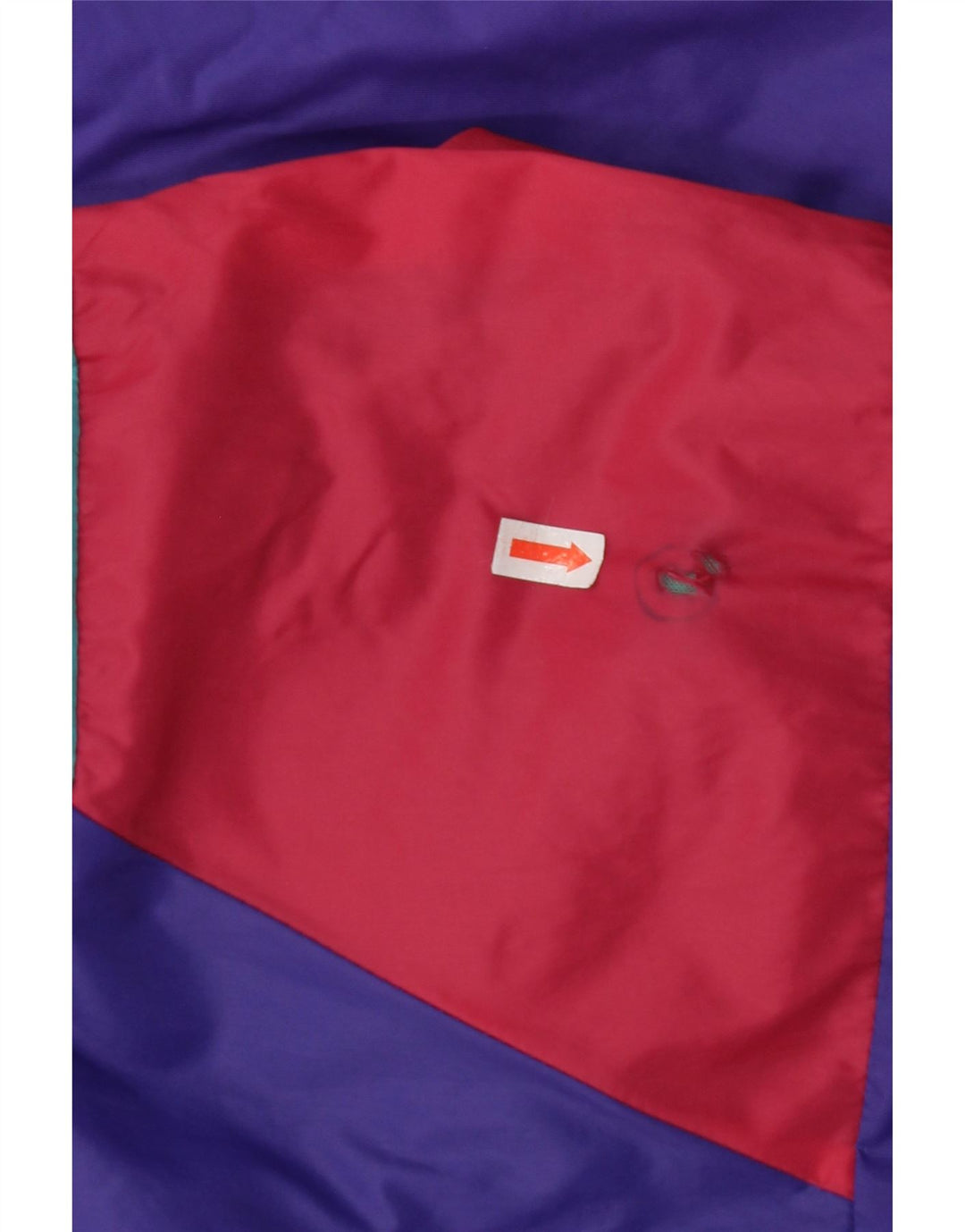 Męska kurtka Anorak z kapturem VINTAGE o luźnym kroju UK 36 Mały fioletowy blok kolorów