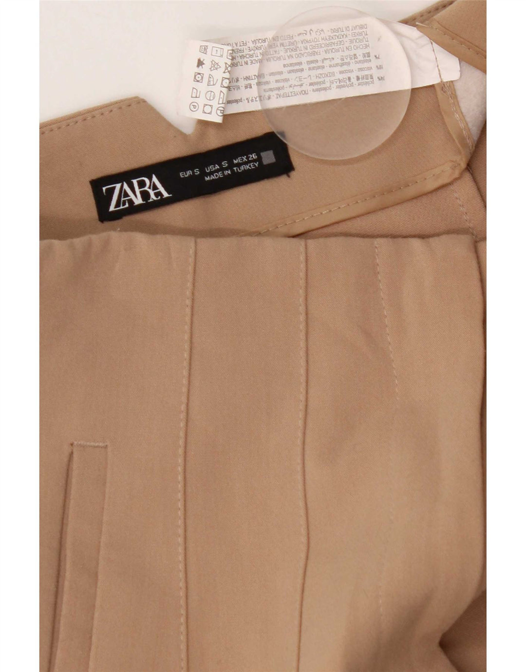 Damskie zwężane spodnie chino Zara, małe, W26 L26, brązowy poliester