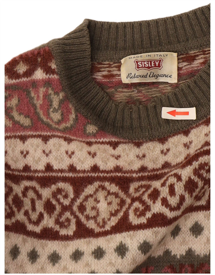Męski sweter z okrągłym dekoltem Sisley XL, wielokolorowy Fair Isle