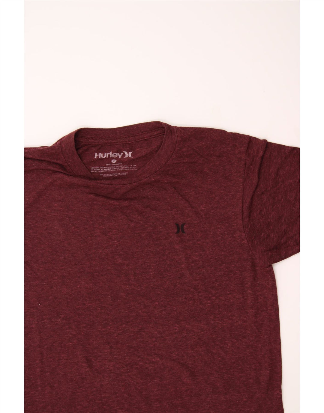 HURLEY Mens T-Shirt Top Small Maroon Polyester Vintage Hurley and Second-Hand Hurley from Messina Hembry 