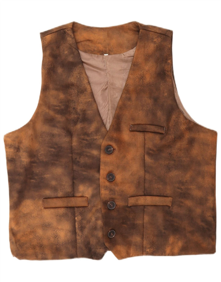 Vintage męska kamizelka skórzana 2XL brązowy krawat barwnik