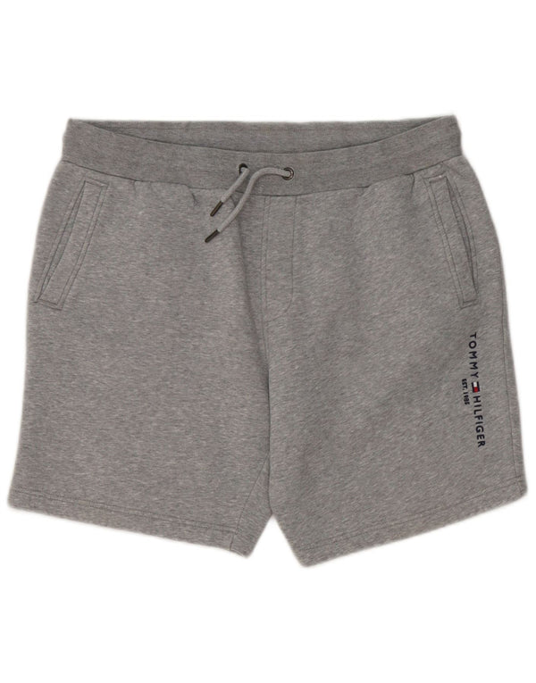 Męskie spodenki sportowe Tommy Hilfiger z grafiką, duże, szare, bawełniane