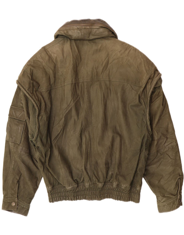 Męska kurtka skórzana w stylu vintage IT 52 XL, skóra khaki