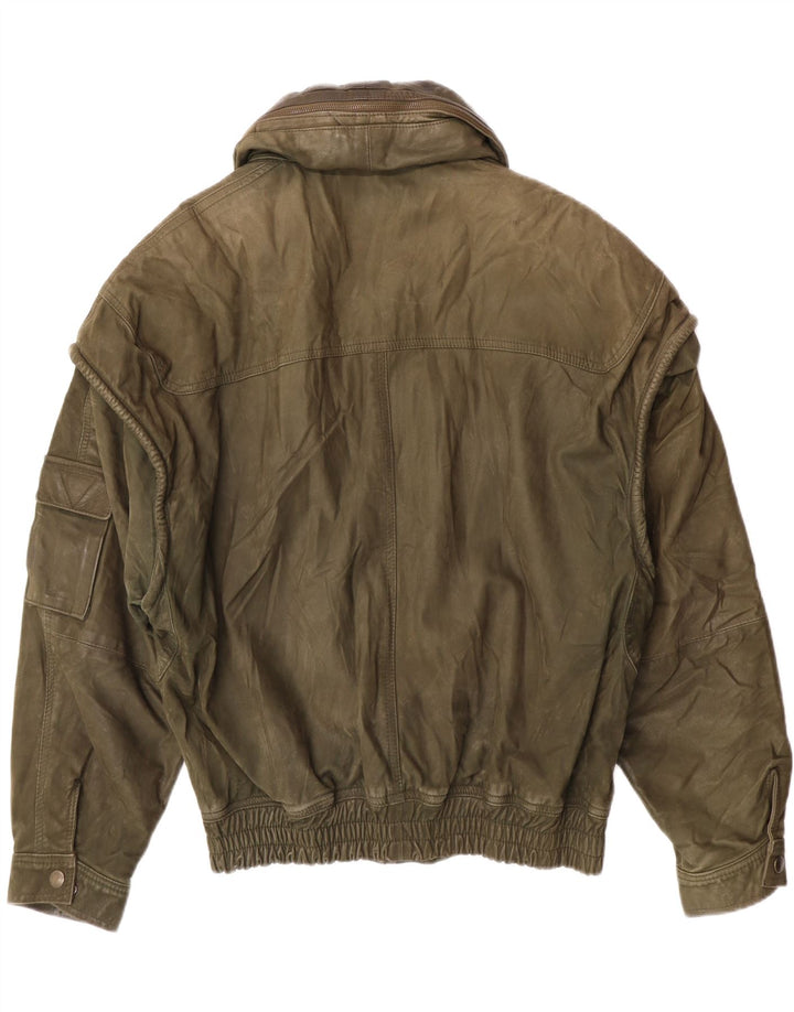 Męska kurtka skórzana w stylu vintage IT 52 XL, skóra khaki