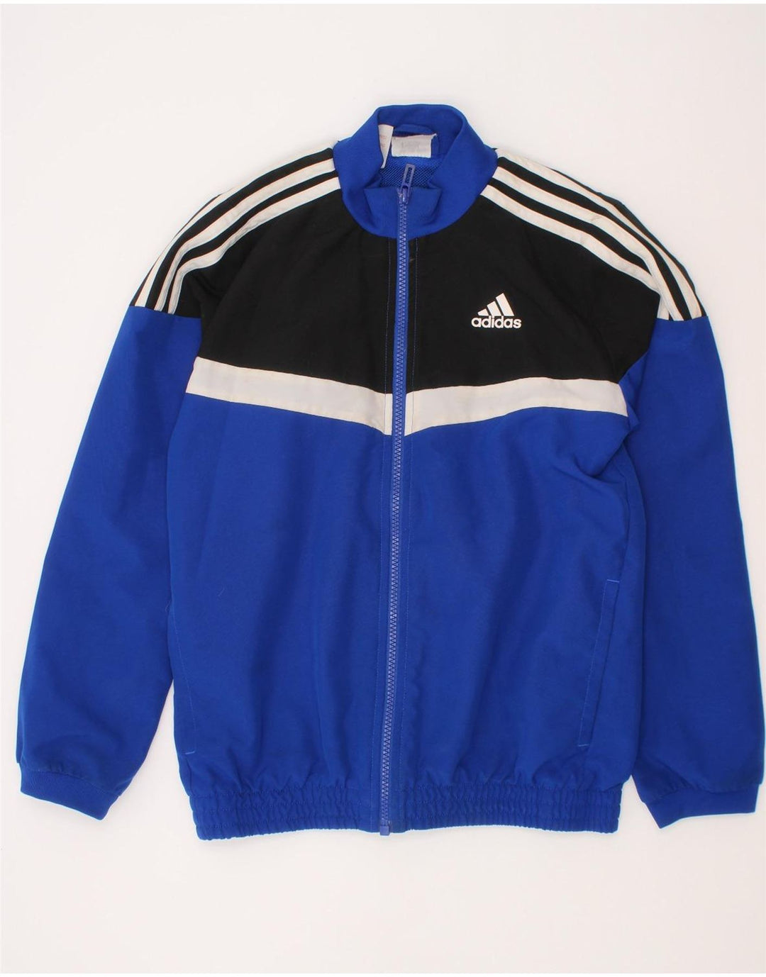 Chłopięca kurtka dresowa Adidas 9-10 lat Niebieski poliester z blokami kolorów