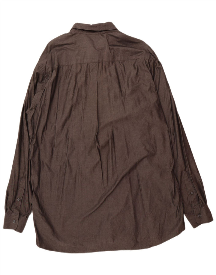 DKNY Mens Shirt Size 17 XL Brown Cotton