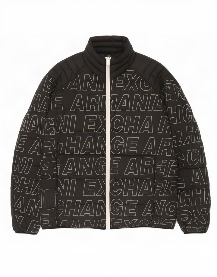 Męska wyściełana kurtka Armani Exchange Graphic UK 40, duża czarna