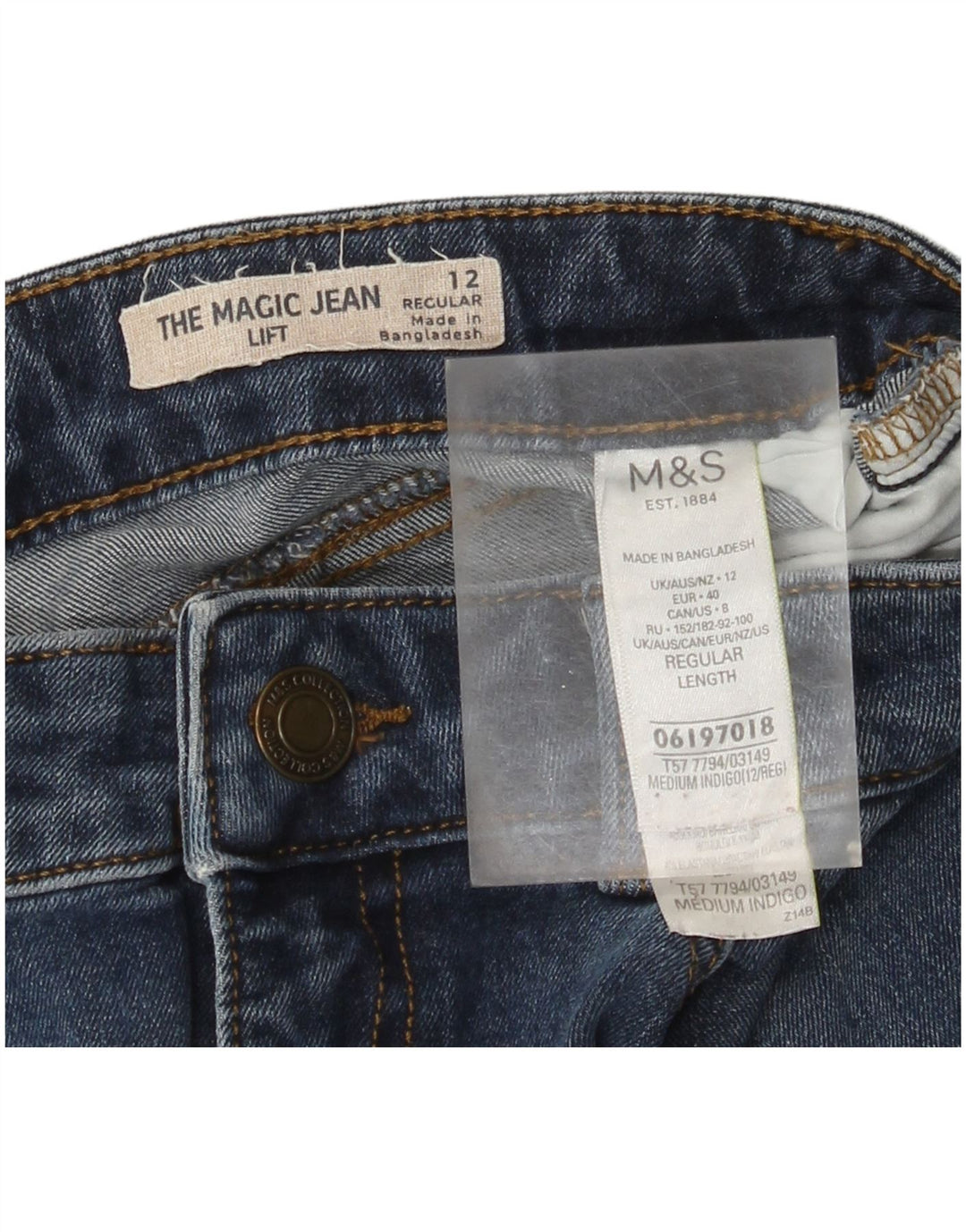 Marks & Spencer Damskie Regularne Jeansy Slim UK 12 Średnie W30 L28 Niebieskie Bawełniane