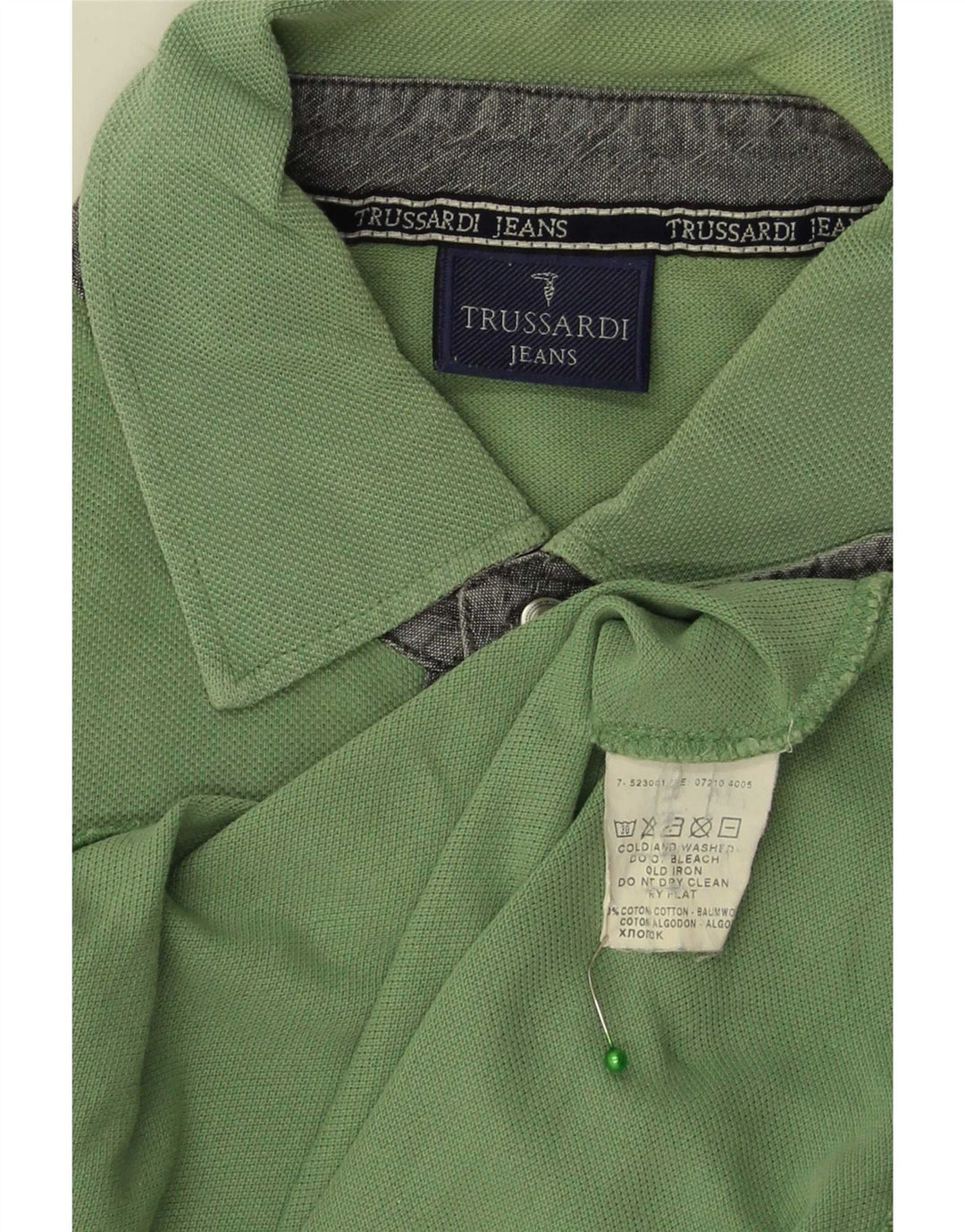 Męska koszulka polo Trussardi Jeans, średnia, zielona bawełna
