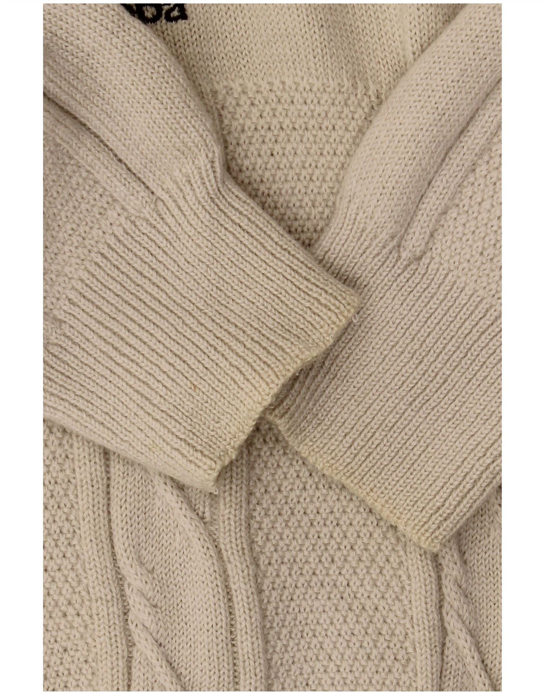Męski sweter KAPPA z graficznym wycięciem pod szyją, duży, beżowy
