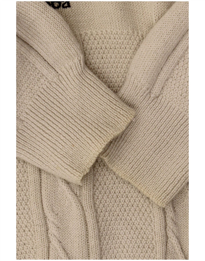 Męski sweter KAPPA z graficznym wycięciem pod szyją, duży, beżowy