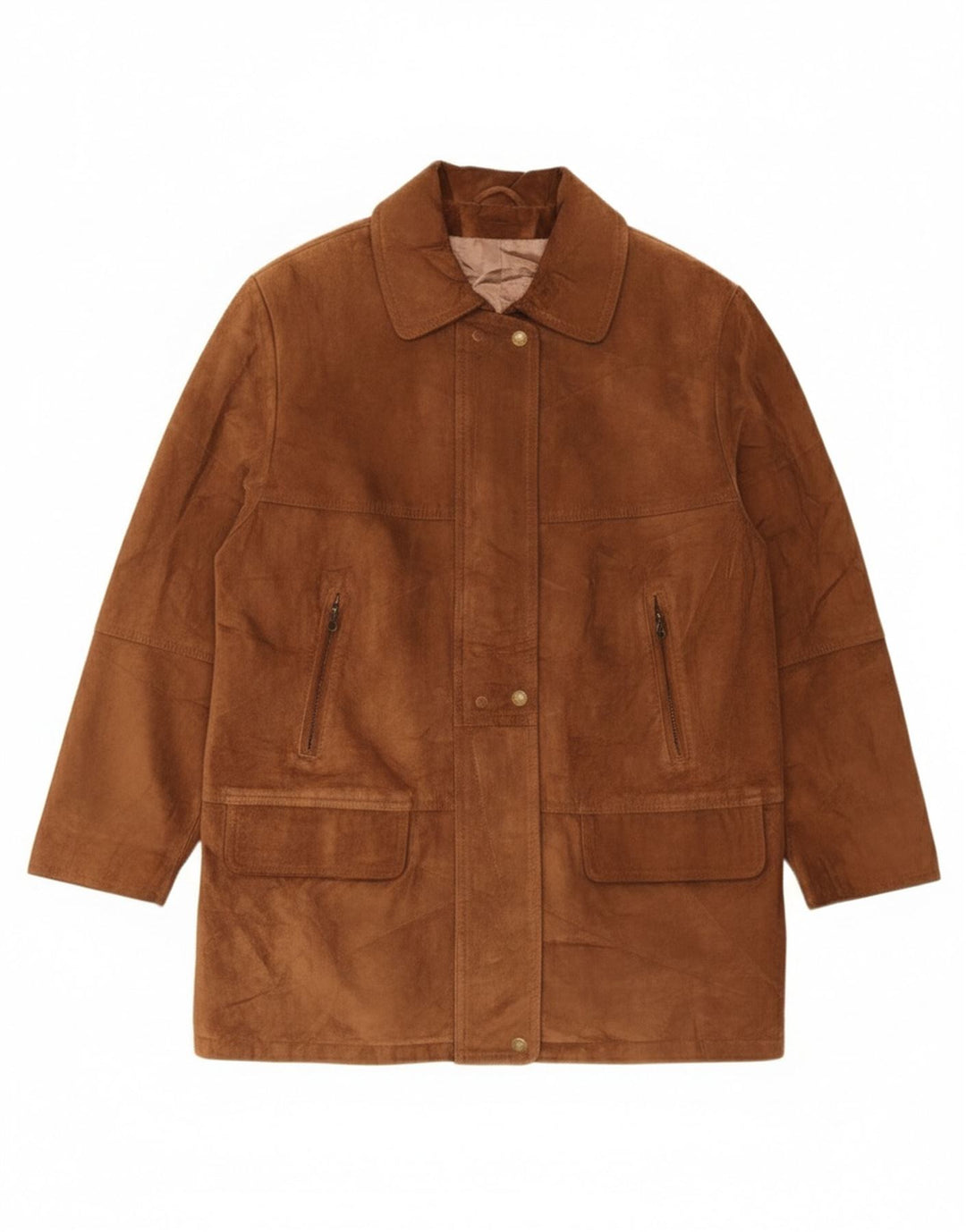 Zamszowy płaszcz damski Sauria EU 44 XL, brązowa skóra