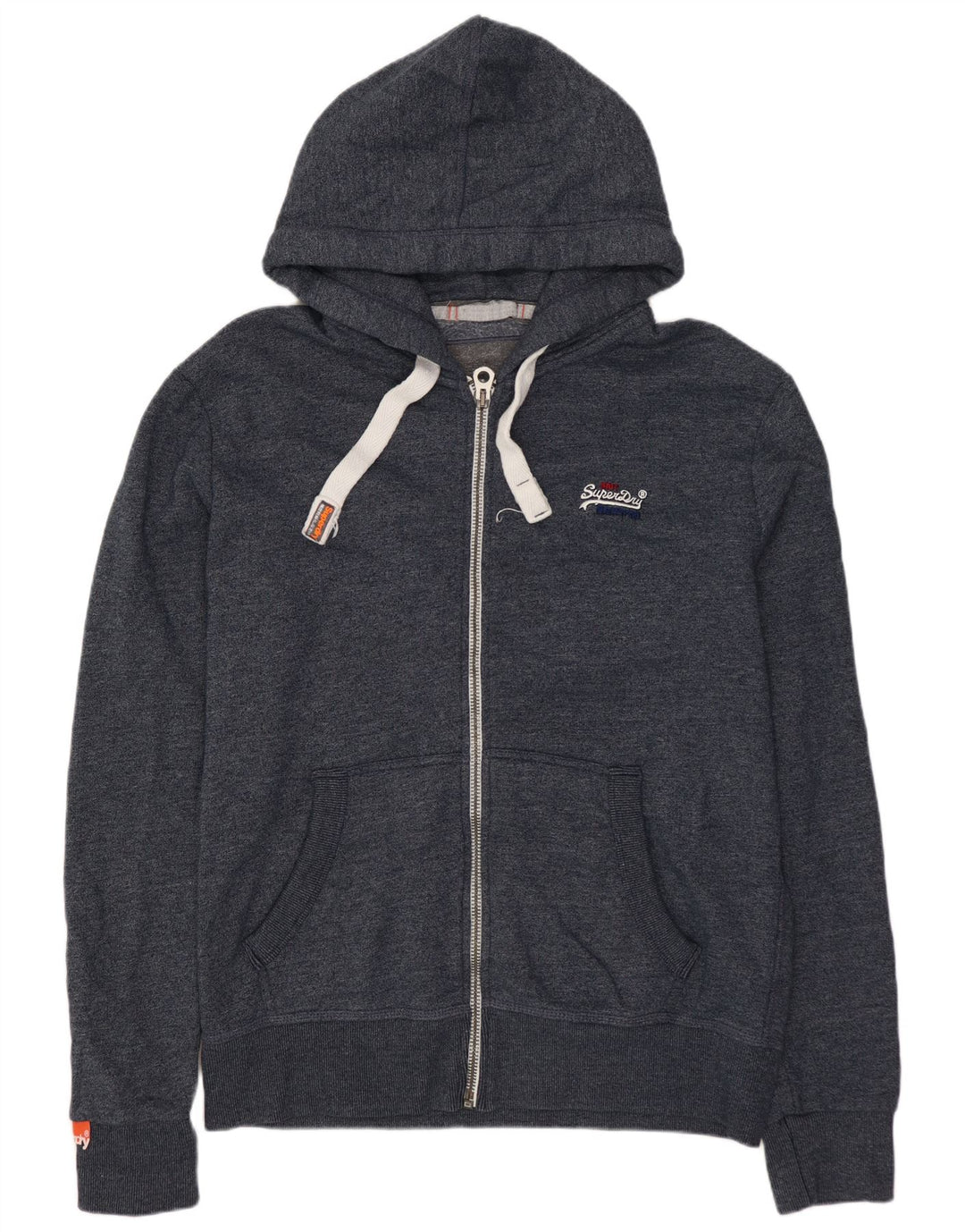 SUPERDRY Męski sweter z kapturem i zamkiem XL, granatowy, bawełniany