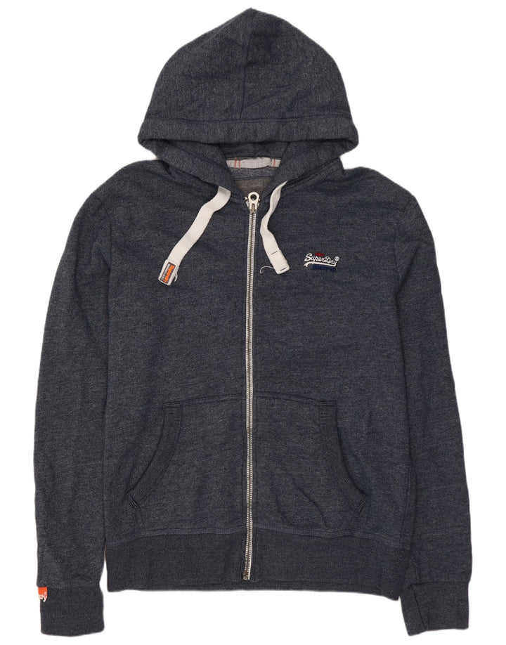 SUPERDRY Męski sweter z kapturem i zamkiem XL, granatowy, bawełniany