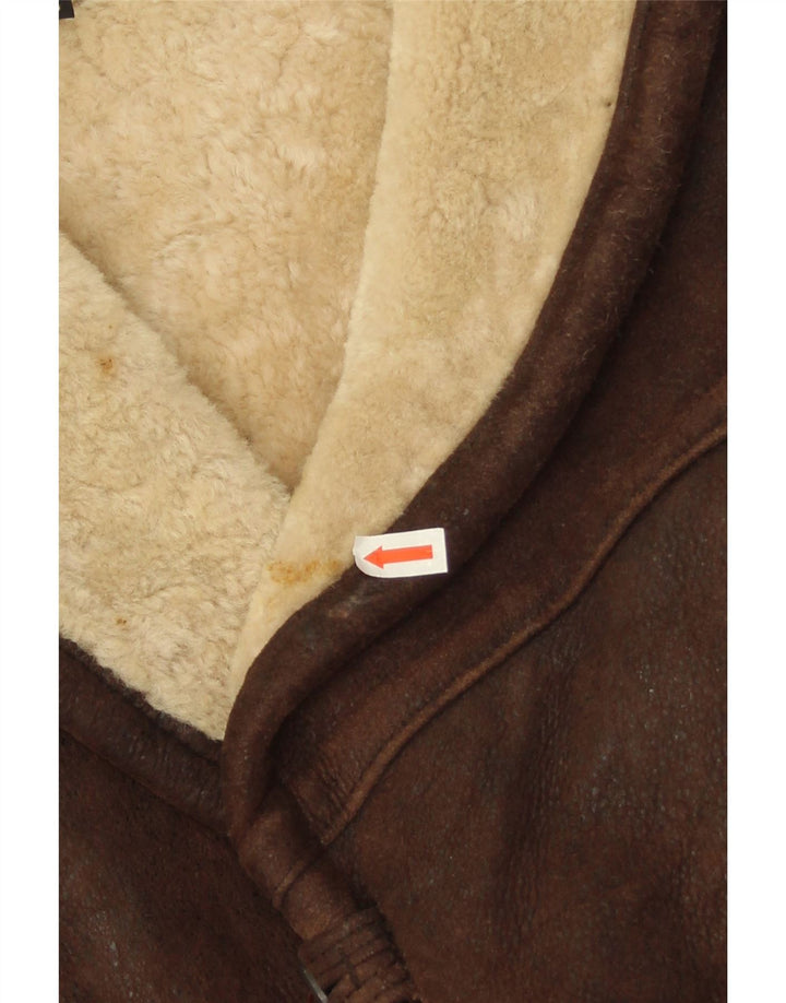 Męska kurtka shearling WESTBURY IT 56 3XL brązowa skóra