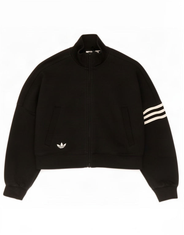 Damska bluza dresowa Adidas Crop Oversized Top Jacket UK 4/6 XS Czarna bawełna