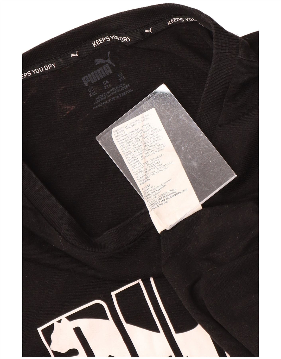 Męski T-shirt z grafiką PUMA, top 2XL, czarna bawełna