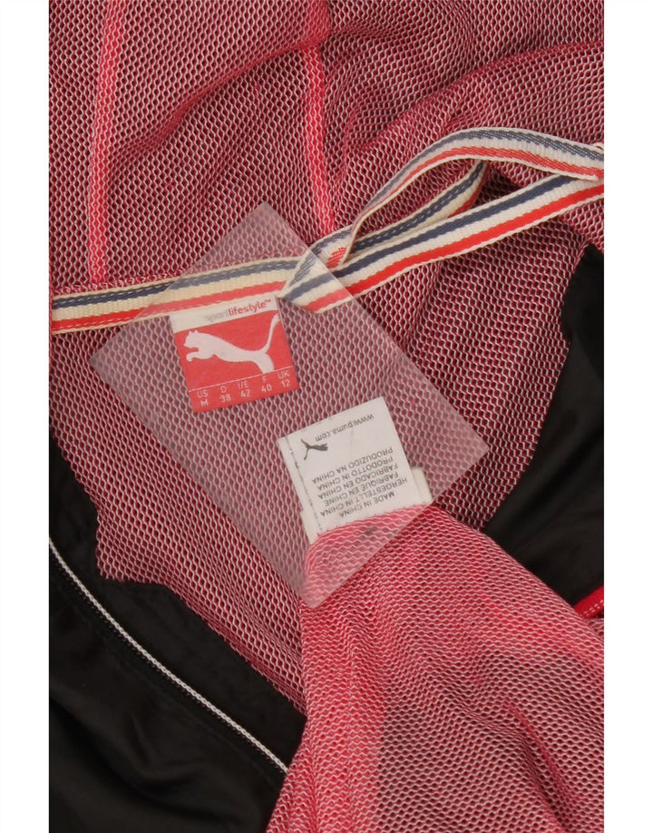 PUMA Womens Hooded Rain Jacket UK 12 Medium Black