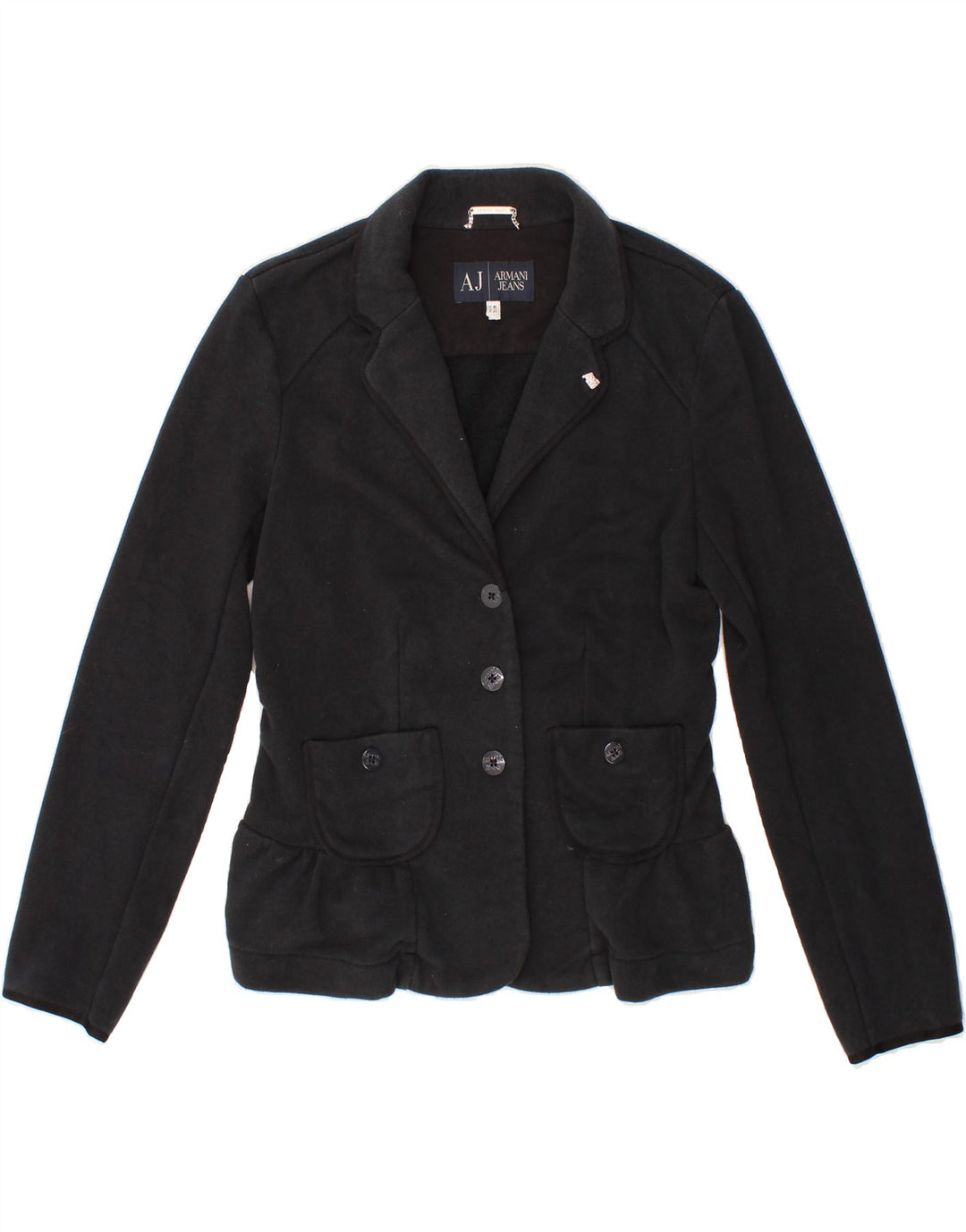 ARMANI JEANS Womens 3 Button Blazer Jacket EU 46 XL Black Cotton Vintage Armani Jeans and Second-Hand Armani Jeans from Messina Hembry 