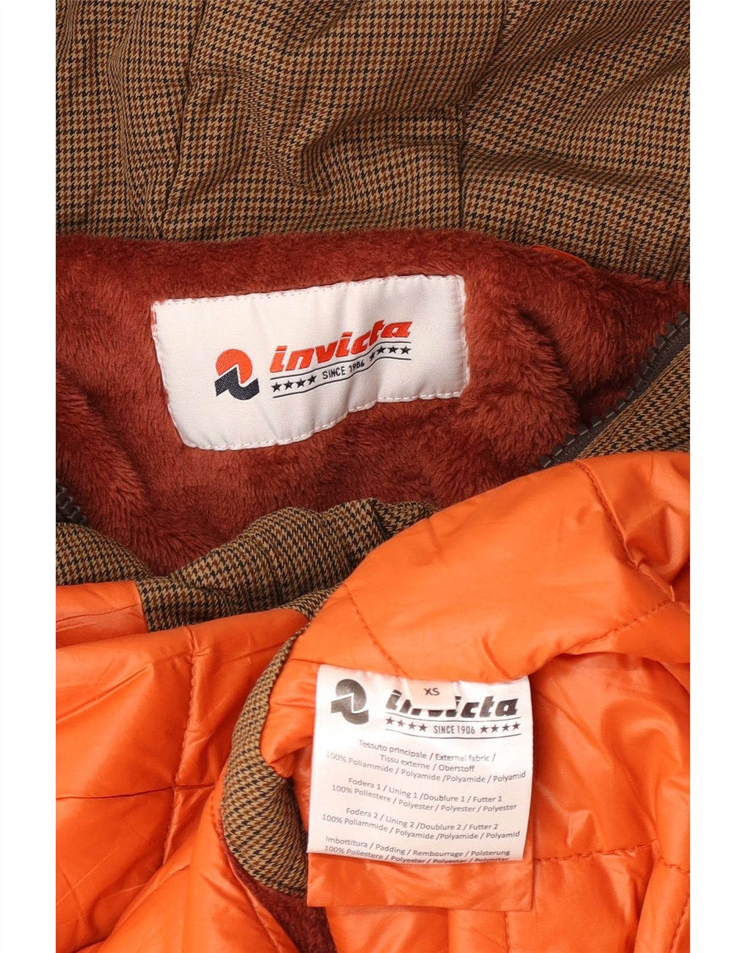 Damska kurtka parka z kapturem Invicta UK 6 XS Brązowa pepitka, poliamid