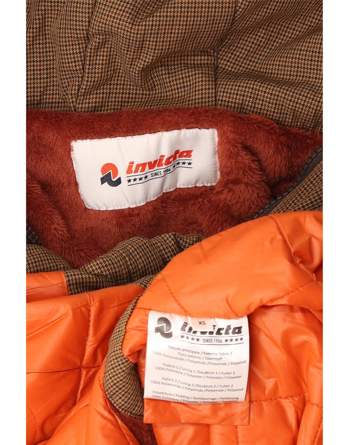 Damska kurtka parka z kapturem Invicta UK 6 XS Brązowa pepitka, poliamid